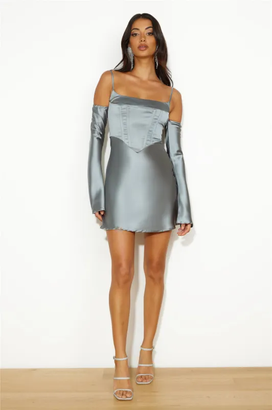 Channel Me Satin Mini Dress Sage sold by Hello Molly