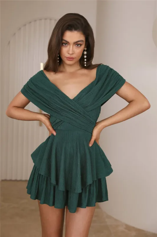 Chiming In Romper Forest Green sold by Hello Molly