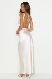Designer 'Fit Cowl Neck Satin Maxi Dress Blush sold by Hello Molly