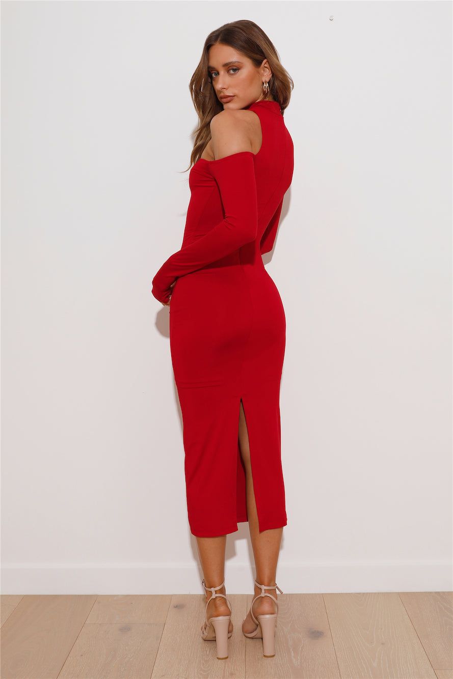 Late But Fashionable Midi Dress Wine sold by Hello Molly product image thumbnail 3