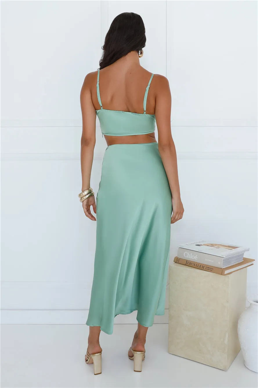 Forest Secrets Satin Maxi Skirt Green sold by Hello Molly product image thumbnail 4