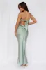 HELLO MOLLY The Felicity Strapless Satin Maxi Dress Sage sold by Hello Molly