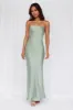 HELLO MOLLY The Felicity Strapless Satin Maxi Dress Sage sold by Hello Molly