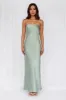 HELLO MOLLY The Felicity Strapless Satin Maxi Dress Sage sold by Hello Molly