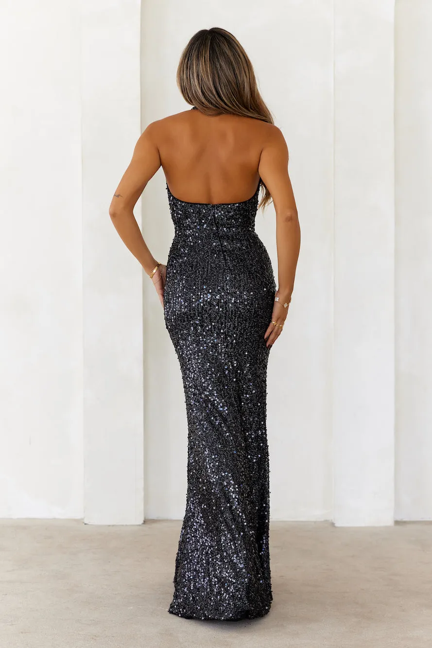 DEAR EMILIA Our Eyes Linked Sequin Maxi Dress Black sold by Hello Molly product image thumbnail 5