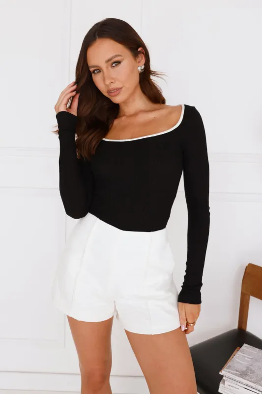 Frozen Daydream Ribbed Long Sleeve Top Black sold by Hello Molly