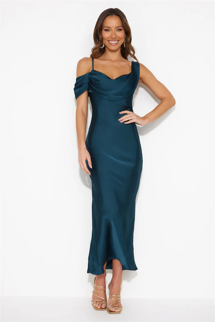 Gracious Opportunities Satin Maxi Dress Emerald sold by Hello Molly product image thumbnail 2