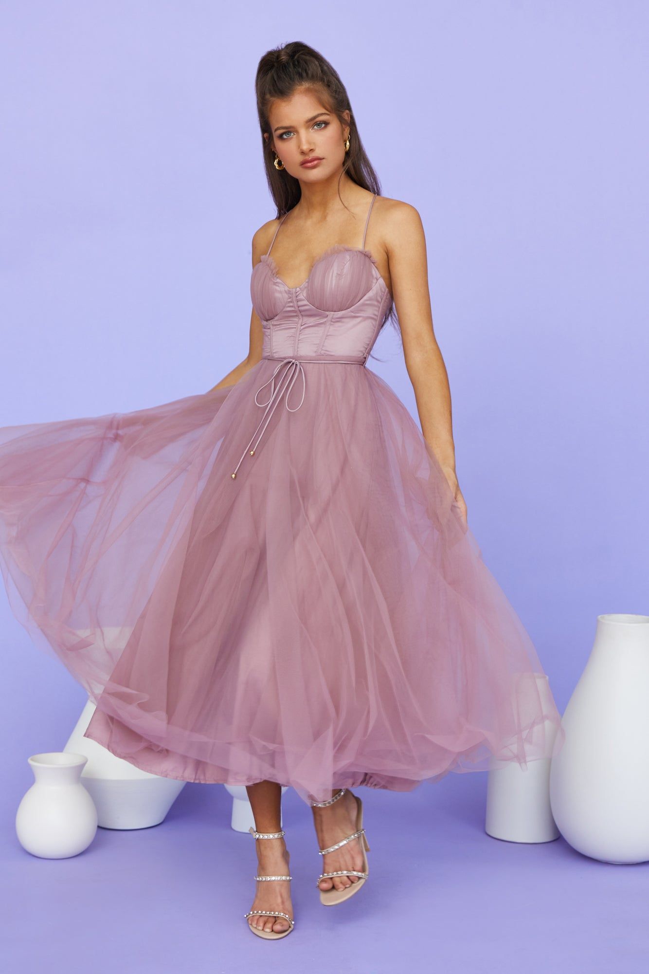 Wandering In The Light Tulle Midi Dress Rose sold by Hello Molly product image thumbnail 2