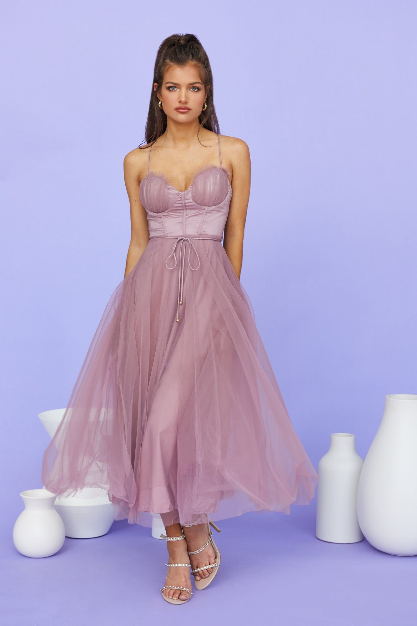 Wandering In The Light Tulle Midi Dress Rose sold by Hello Molly product image thumbnail 3