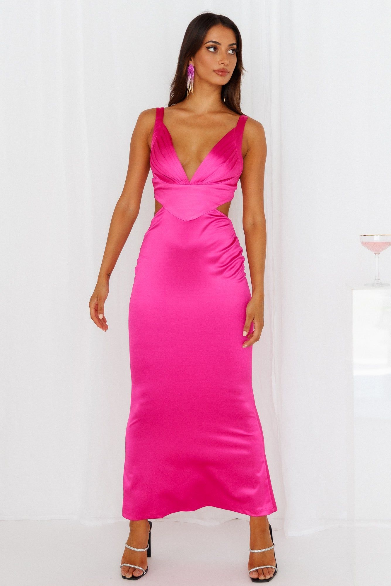 Sunset Views Satin Midi Dress Hot Pink sold by Hello Molly product image thumbnail 5