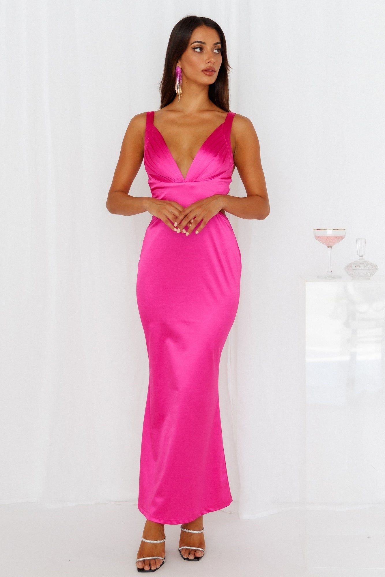 Sunset Views Satin Midi Dress Hot Pink sold by Hello Molly product image thumbnail 2