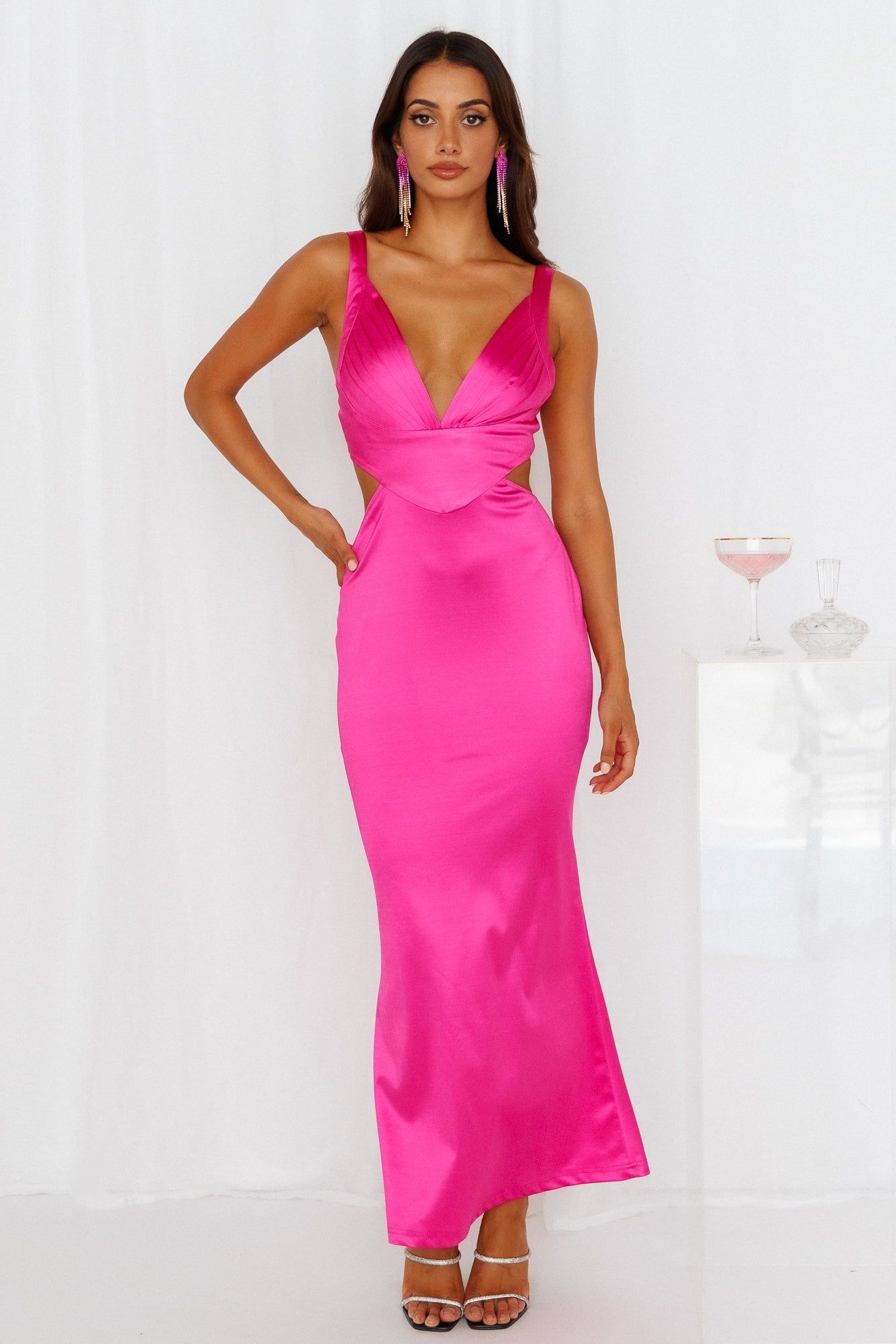 Sunset Views Satin Midi Dress Hot Pink sold by Hello Molly product image thumbnail 3