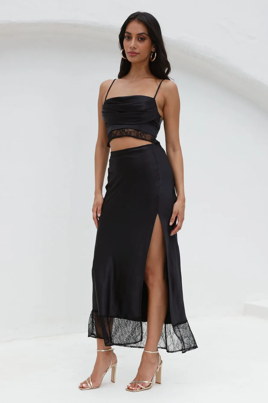 Lavishness Satin Maxi Skirt Black sold by Hello Molly product image thumbnail 3