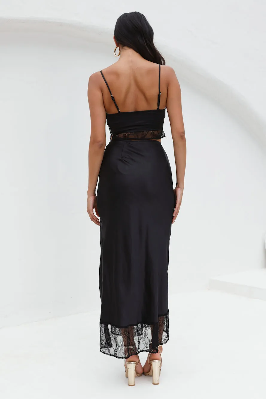 Lavishness Satin Maxi Skirt Black sold by Hello Molly product image thumbnail 4