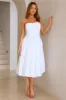 Adelaide Strapless Bubble Midi Dress White sold by Hello Molly