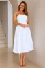 Adelaide Strapless Bubble Midi Dress White sold by Hello Molly