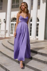 Reveal Your Mind Satin Midi Dress Purple sold by Hello Molly