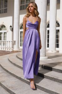 Reveal Your Mind Satin Midi Dress Purple sold by Hello Molly