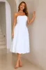 Adelaide Strapless Bubble Midi Dress White sold by Hello Molly