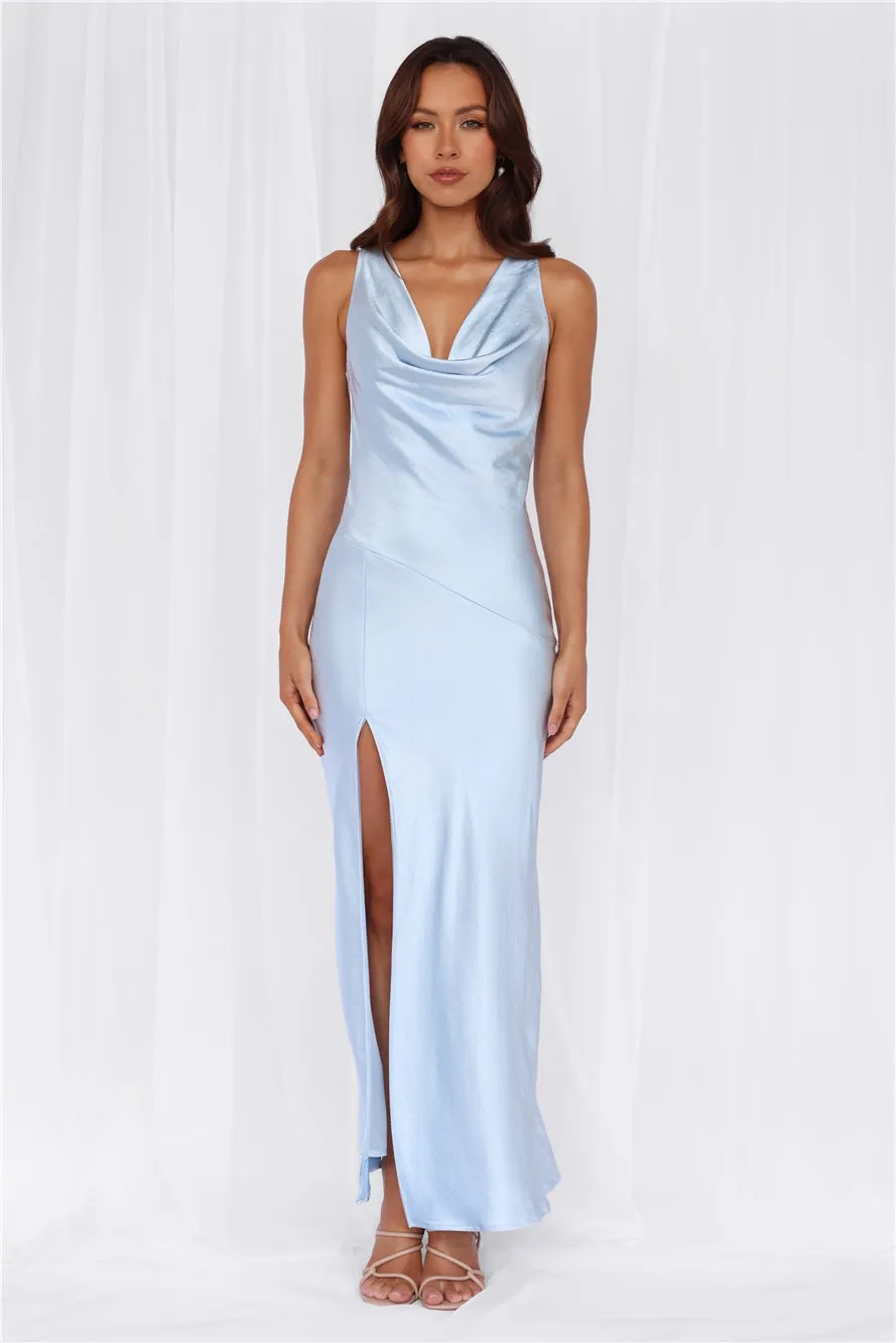 HELLO MOLLY The Loretta Cowl Satin Maxi Dress Blue sold by Hello Molly product image thumbnail 5