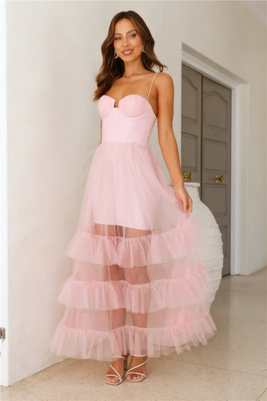 Queen Thoughts Tulle Maxi Dress Pink sold by Hello Molly