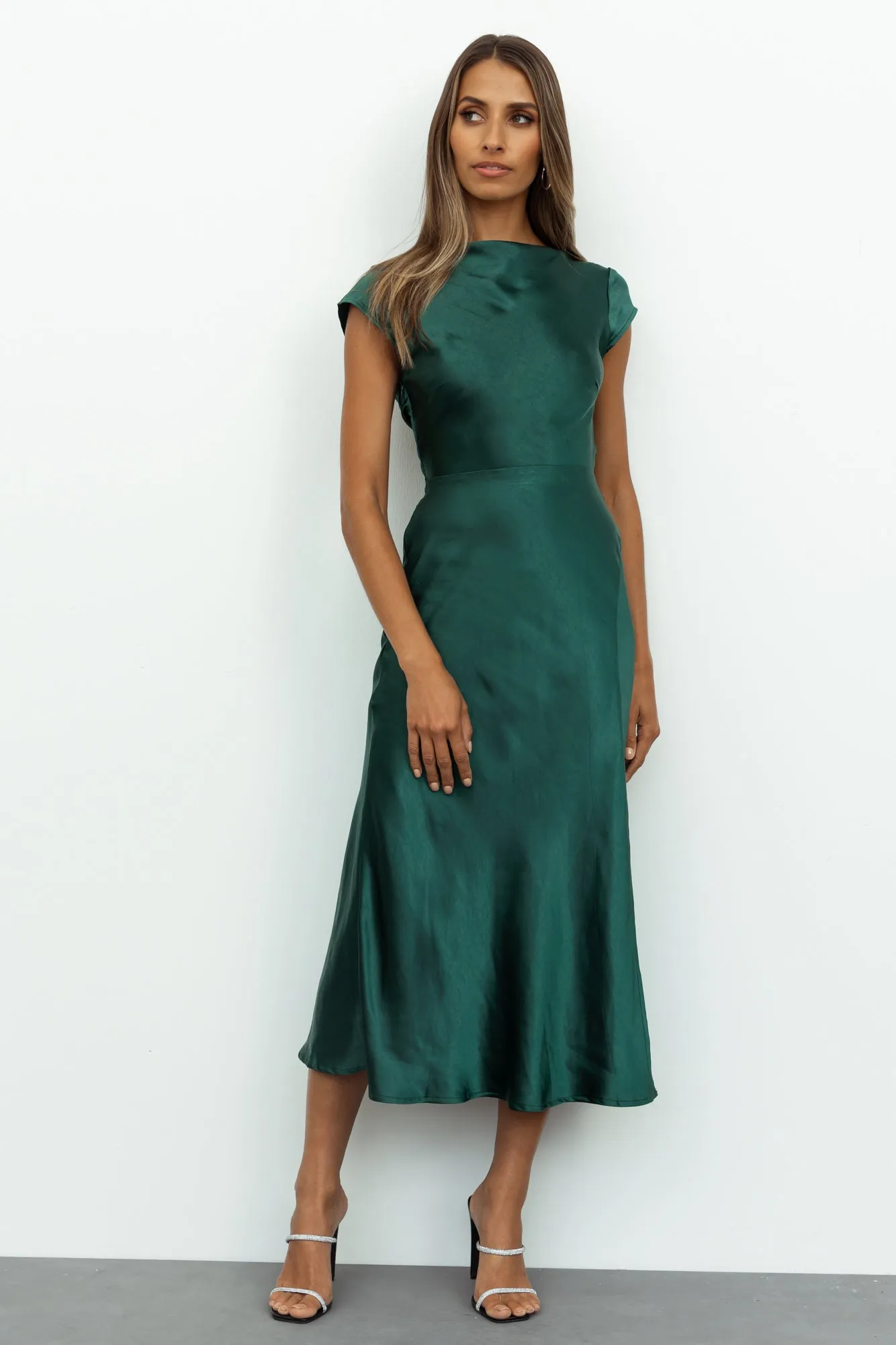 Get In Formation Satin Midi Dress Jade sold by Hello Molly product image thumbnail 2
