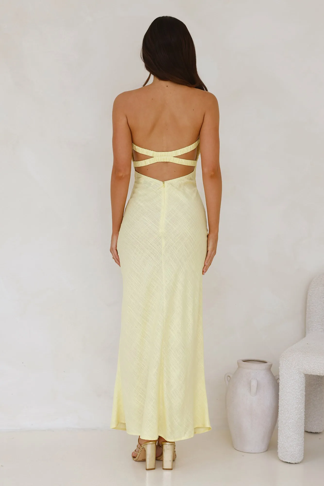Slow Days Strapless Maxi Dress Yellow sold by Hello Molly product image thumbnail 5