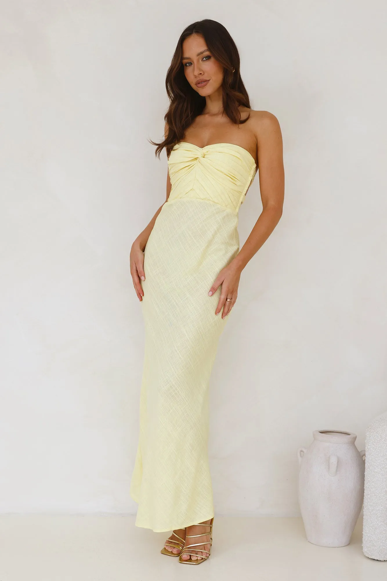 Slow Days Strapless Maxi Dress Yellow sold by Hello Molly product image thumbnail 2