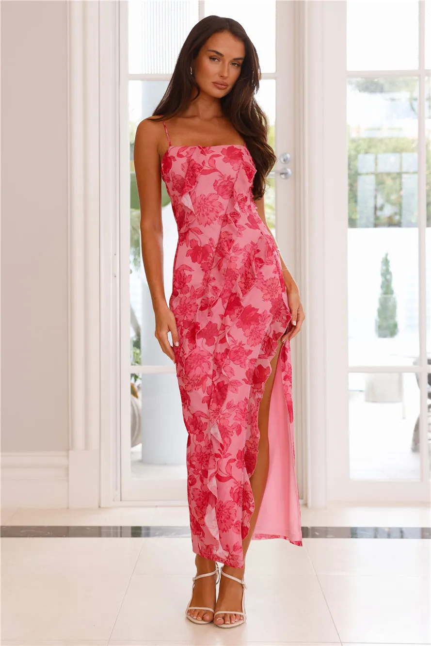 Wildflower Dreams Mesh Maxi Dress Pink sold by Hello Molly