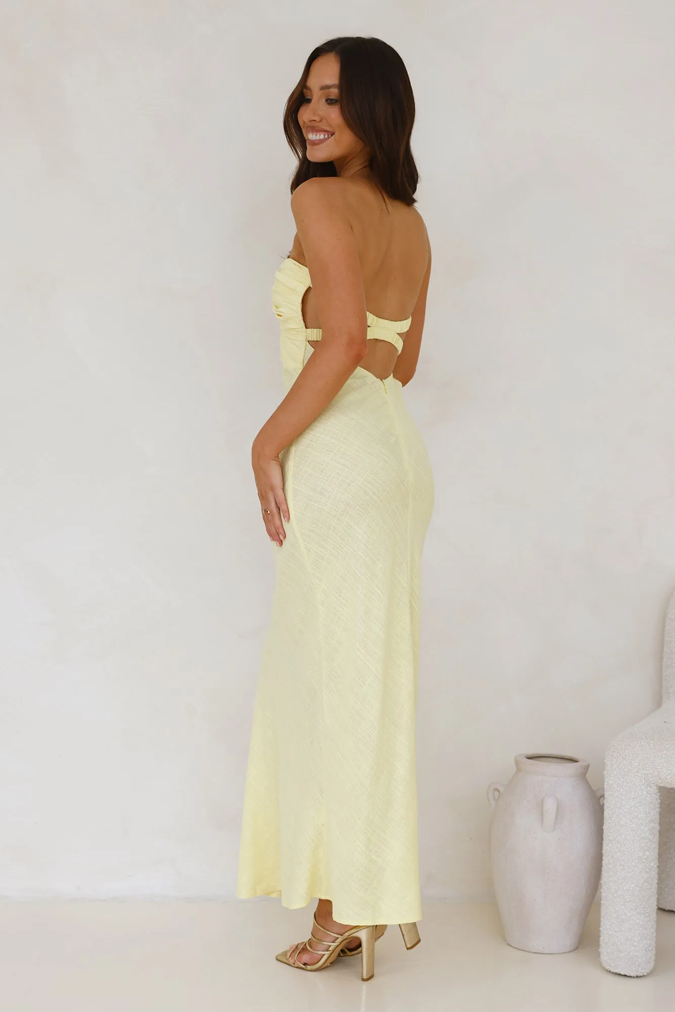 Slow Days Strapless Maxi Dress Yellow sold by Hello Molly product image thumbnail 4