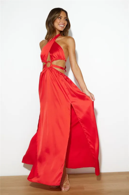 No Cares Midi Dress Red sold by Hello Molly