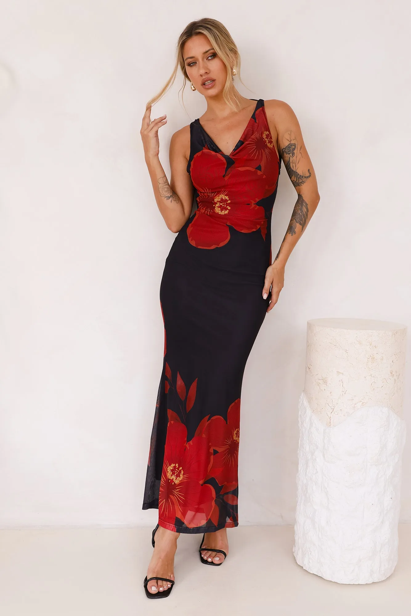 knee length dresses for ladies THE 'ALORA' MESH DRESS – MISHA main image 0