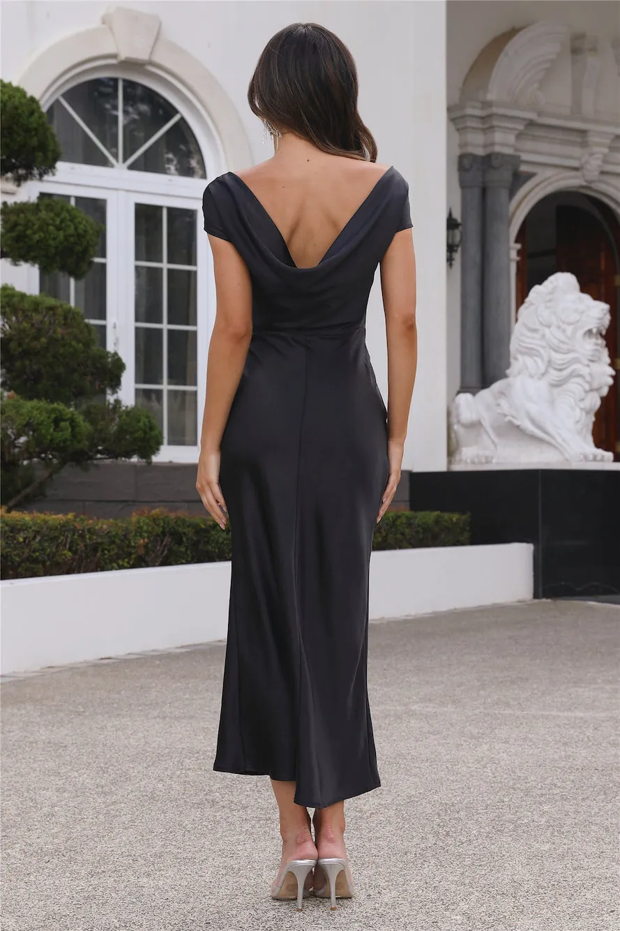 Faithful Nights Satin Midi Dress Black sold by Hello Molly product image thumbnail 5