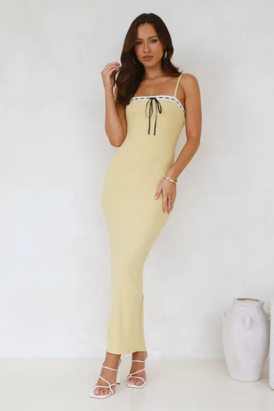 Until The Morning Ribbed Maxi Dress Yellow sold by Hello Molly
