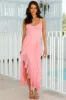 Touch Of Simplicity Mesh Frill Maxi Dress Pink sold by Hello Molly