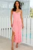 Touch Of Simplicity Mesh Frill Maxi Dress Pink sold by Hello Molly