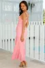 Touch Of Simplicity Mesh Frill Maxi Dress Pink sold by Hello Molly