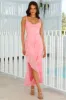 Touch Of Simplicity Mesh Frill Maxi Dress Pink sold by Hello Molly