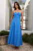 Sofia Strapless Linen Blend Maxi Dress Blue sold by Hello Molly
