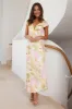 Floating Silk Satin Maxi Dress Yellow sold by Hello Molly