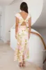 Floating Silk Satin Maxi Dress Yellow sold by Hello Molly