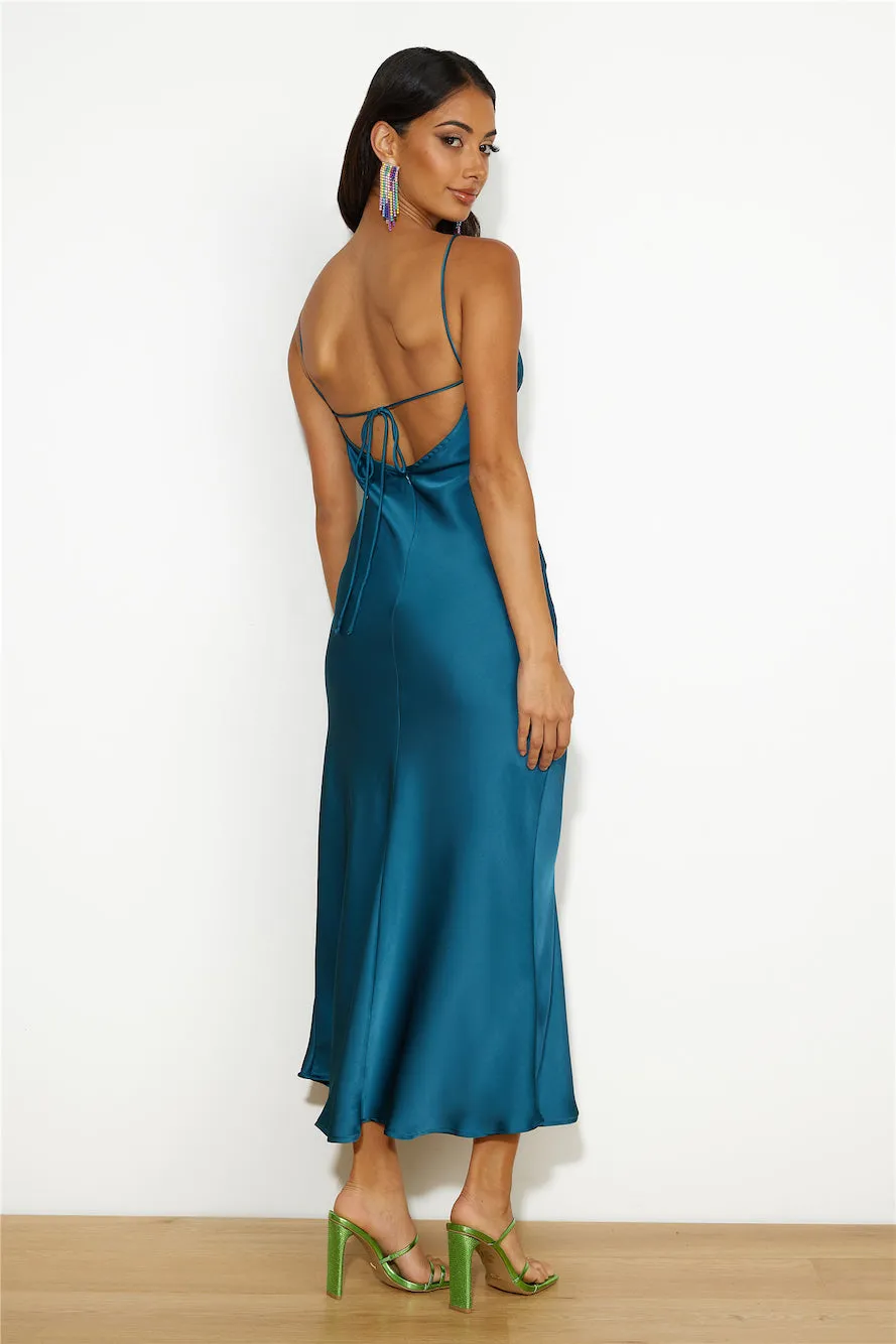 Seen At The Ball Satin Midi Dress Blue sold by Hello Molly product image thumbnail 4