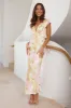 Floating Silk Satin Maxi Dress Yellow sold by Hello Molly