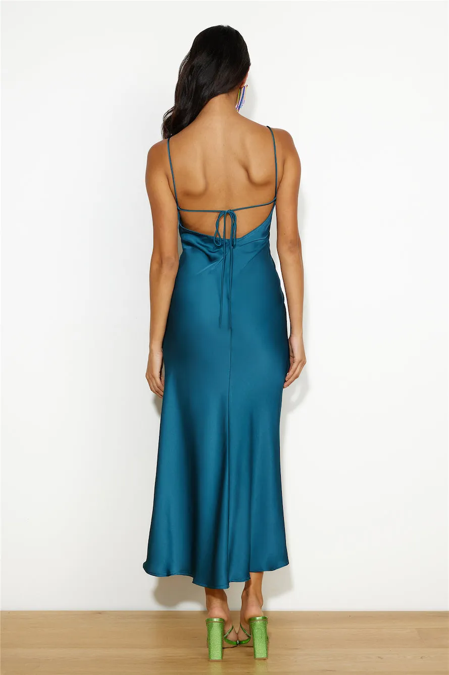 Seen At The Ball Satin Midi Dress Blue sold by Hello Molly product image thumbnail 5