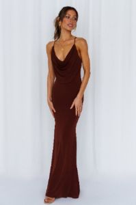 Words Of Warning Maxi Dress Chocolate sold by Hello Molly