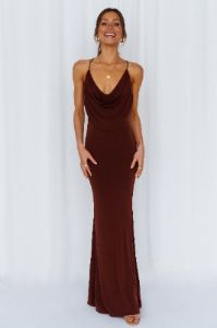 Words Of Warning Maxi Dress Chocolate sold by Hello Molly