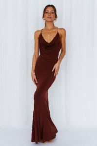 Words Of Warning Maxi Dress Chocolate sold by Hello Molly