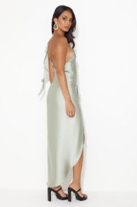 Make Her Move Satin Midi Dress Sage sold by Hello Molly