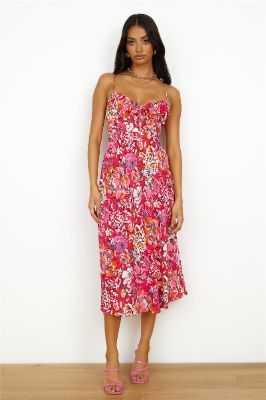 Brunch Run Midi Dress Red sold by Hello Molly