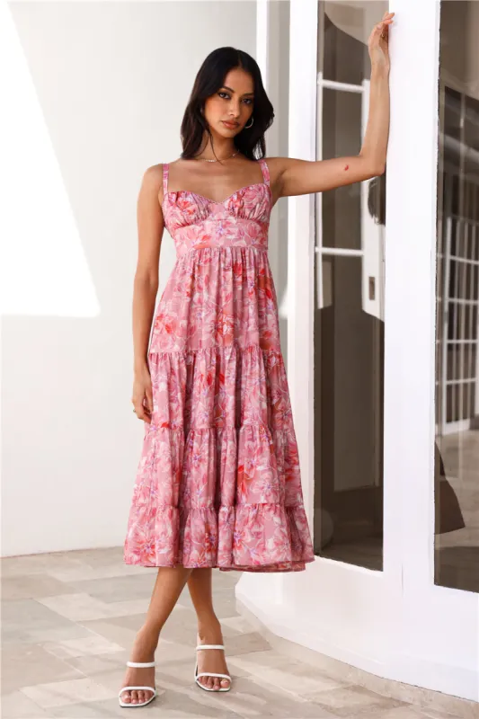 Hour Of Gold Midi Dress Pink sold by Hello Molly